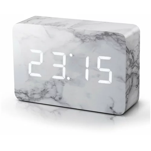 Gingko siva budilka v marmornem dekorju z belim LED zaslonom Brick Click Clock