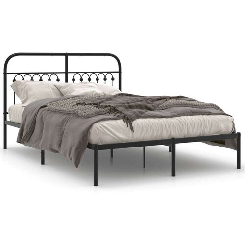 Metalni okvir za krevet s uzglavljem crni 140x200 cm Slike