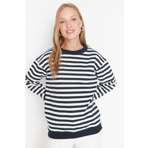 Trendyol Navy Loose Thick Knitted Sweatshirt Slike