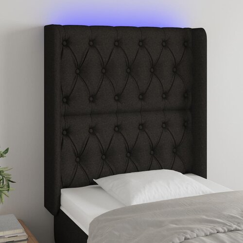  Uzglavlje crno 83 x 16 x 118/128 cm od tkanine Slike