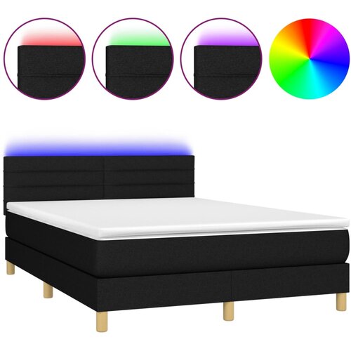 Maison Chic Box spring postelja - Vzmetna postelja z vzmetnico LED črna 140x200 cm blago SL2539, (21904816) Slike