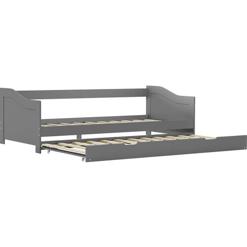 VidaXL Izvlečni posteljni okvir siv iz borovine 90x200 cm, (20643181) Slike