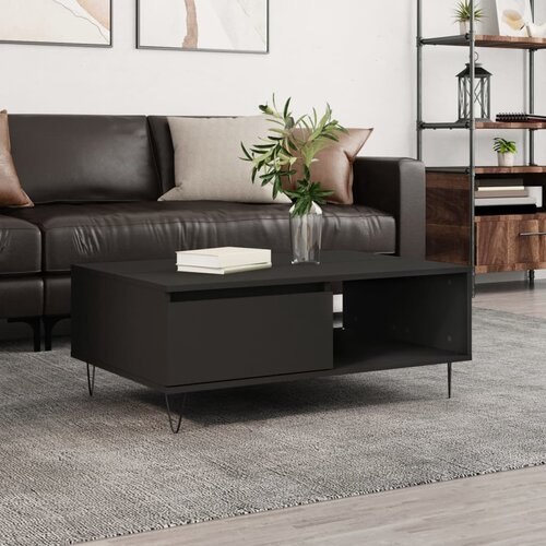 VidaXL Klubska mizica črna 90x60x35 cm inženirski les Slike