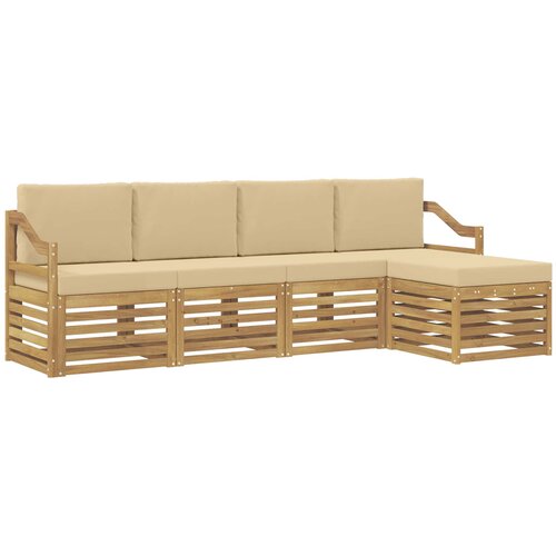 vidaXL Zunanja garnitura za sedenje 5 pcs Bela in bež Poliester, (5000280646) Cene