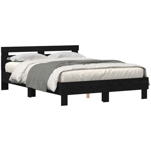  Crni okvir kreveta Crni hrast Drvo 140 x 190 cm Izdržljiv Cijene