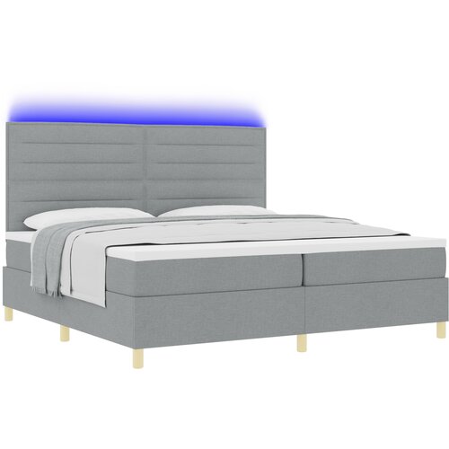 vidaXL Box Spring postelja s prvenstvo in LED lučko svetlo siva 200x200 cm tkanina, (22067245) Cene