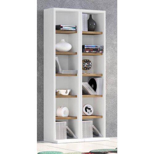 MID.YOU REGAL ZA CD-JE 42/91,8/20 cm bela, medeni hrast Slike