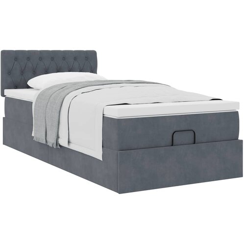 VidaXL Otomanski posteljni okvir z vzmetnico siv 90x190 cm žamet Slike