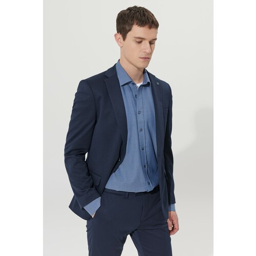 ALTINYILDIZ CLASSICS Men's Navy Blue Slim Fit Slim Fit Monocollar Navy Blue Suit. Cene