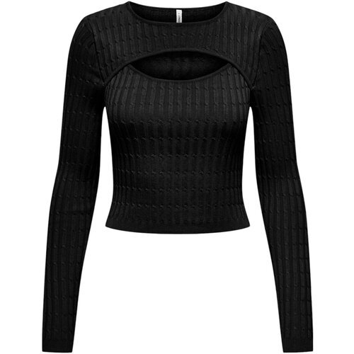 Only Puloverji ONLMEDDI LS CABLE CROP O-NECK CC KNT 15339582 Črna Cene