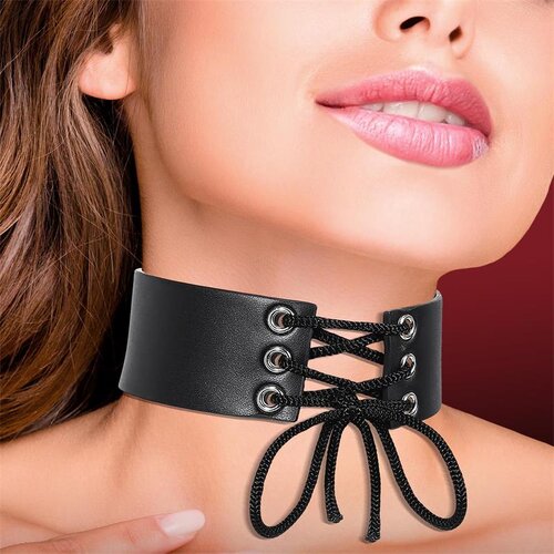 Cinderella Collar with Lace Vegan Leather Black Cijene