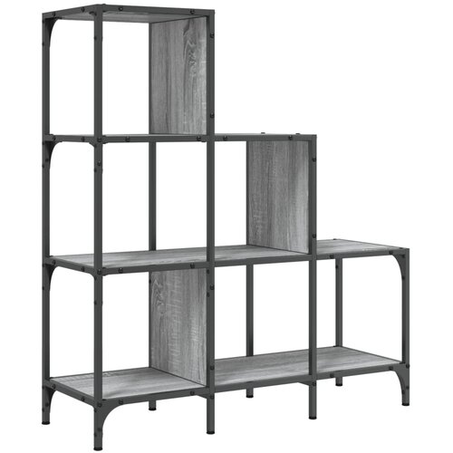  Regal za knjige siva boja hrasta 92x30x102 cm od drva i metala Slike