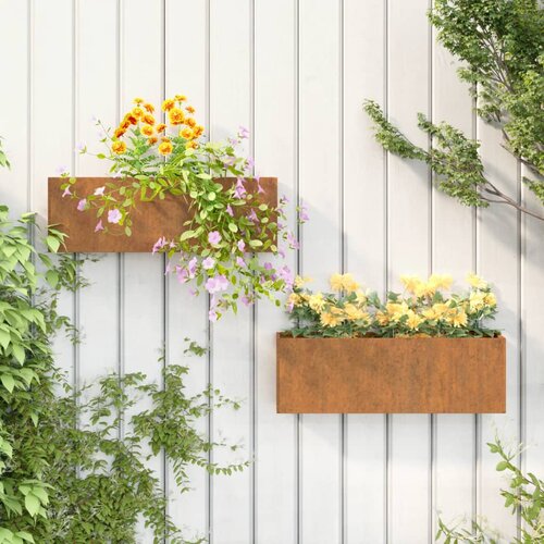 vidaXL Zidne sadilice 2 kom boja hrđe od čelika COR-TEN 53x10x17 cm Cijene