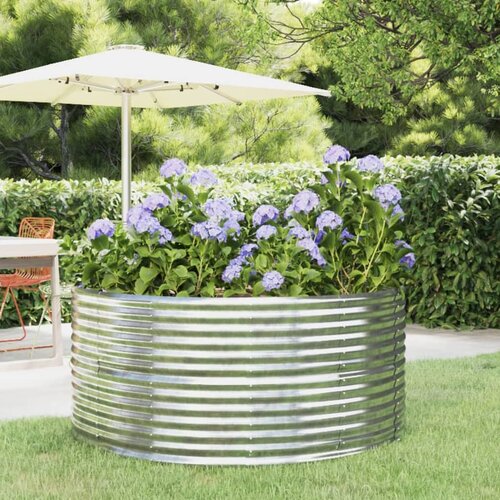 vidaXL Visoka greda srebrna 140x140x68 cm prašno premazano jeklo Cene