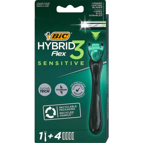 Bic FLEX3 Hybrid Sensitive brijač + zamjenske britvice 4 kom 1 kom Cene