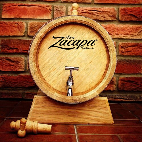  Ručno izrađena drvena bačva od Zacapa hrasta sa slavinom i postoljem Slike
