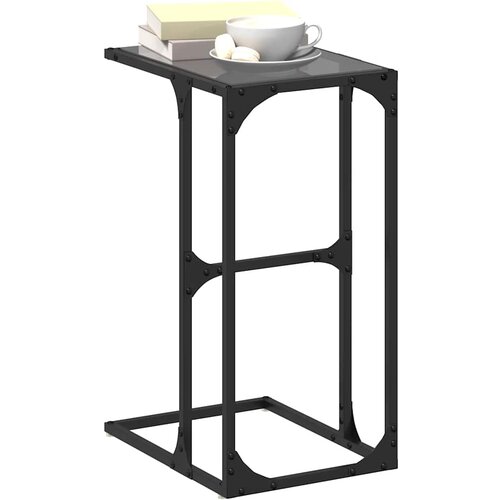 VidaXL Bočni stolić s crnom staklom 40 x 30 x 61,5 cm čelični Slike