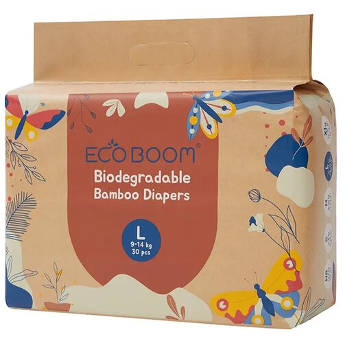 Eco boom Pelene za bebe biorazgradive Joy L 9-14kg 30kom Slike