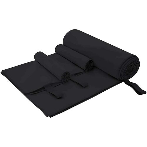 VidaXL Komplet &amp;scaron;portnih brisač 3 pcs Črna Poliester in poliamid Slike