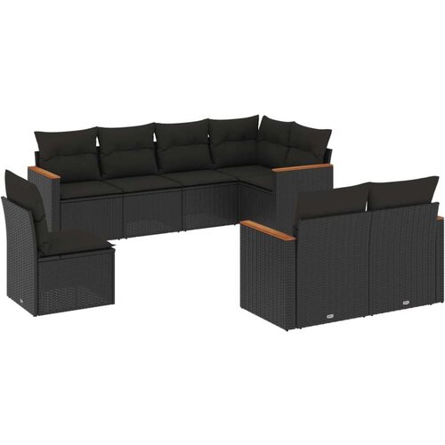  8-dijelni set vrtnih sofa od poliratana s jastucima crni Slike