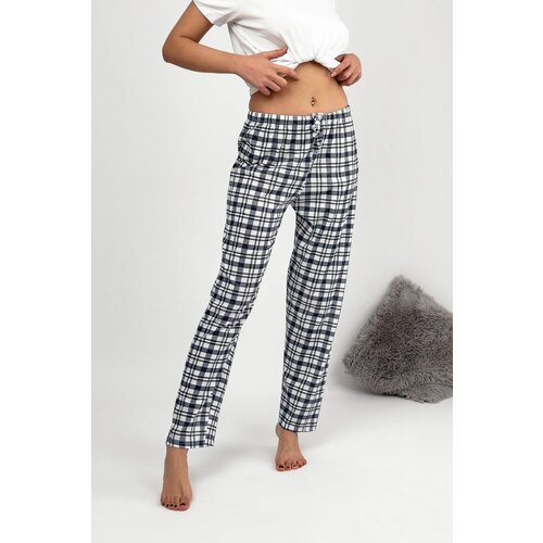 Dewberry 80156 Women Pyjama Bottom-WHITE-NAVY BLUE Slike