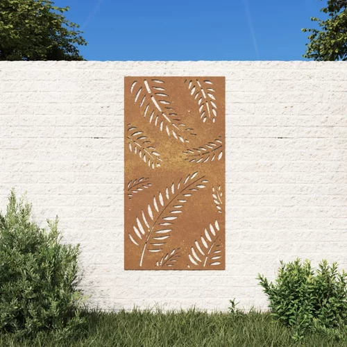 vidaXL Vrtni zidni ukras 105 x 55 cm od čelika COR-TEN s uzorkom lišća