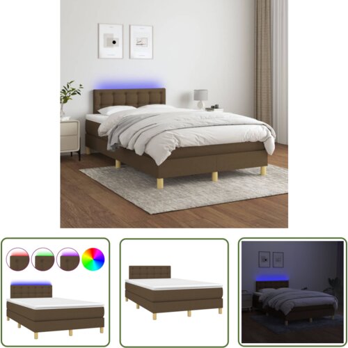 The Living Store Box spring postelja z vzmetnico LED tem. rjava 120x200 cm blago - Box Spring Postelja, (21737189) Cene