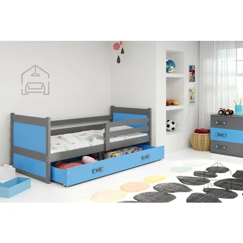 BMS Group Otroška postelja Rico - 90x200 cm - grafit/modra