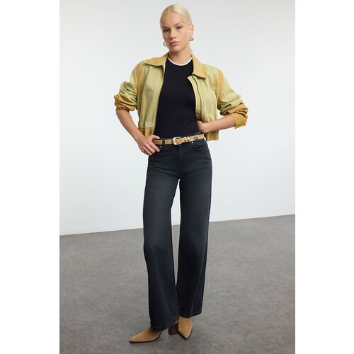 Trendyol Black High Waist Wide Leg Jeans Cene
