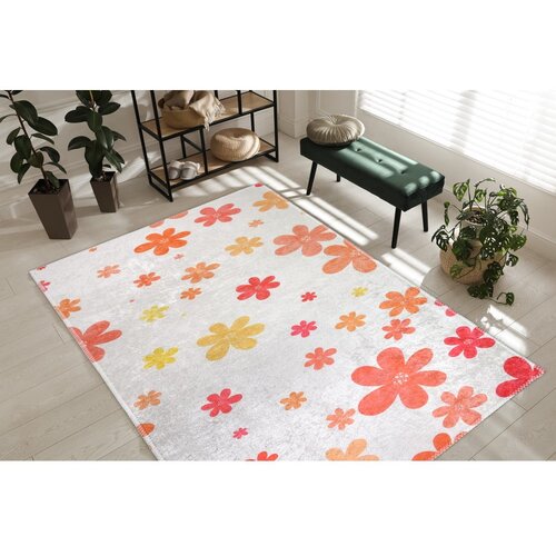 Vitaus Oranžna/slonoko&amp;scaron;čena pralna otro&amp;scaron;ka preproga 80x150 cm Fall Flowers &amp;ndash; Slike
