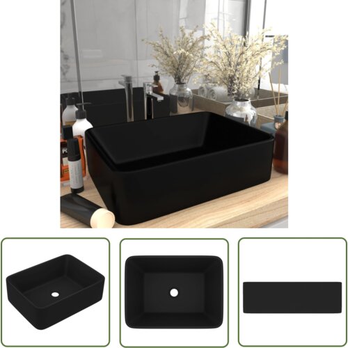 The Living Store Razko&amp;scaron;en umivalnik mat črn 41x30x12 cm keramičen - Razko&amp;scaron;en Umivalnik, (21744879) Slike