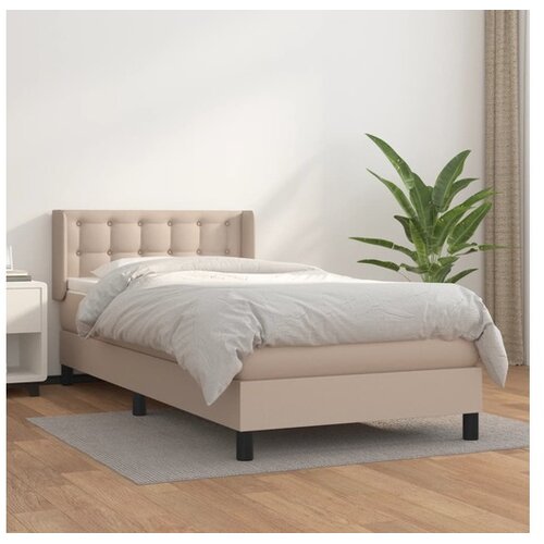  Box spring postelja z vzmetnico kapučino 100x200cm umetno usnje Cene