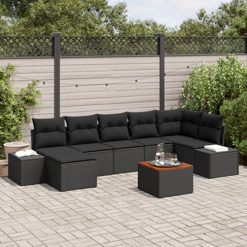 VidaXL set vrtnih sofa 8 dijelova Crna Ratan i drvo Prostrano Slike