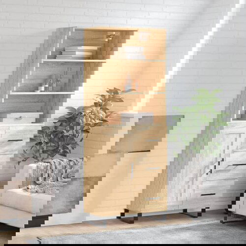 vidaXL Visoka komoda sonoma hrast 69,5x34x180 cm inženirski les Cene