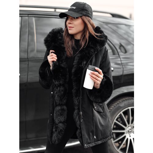 DStreet Kurtka damska CHARMFUR parka z futerkiem czarna Slike