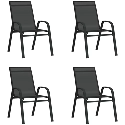 vidaXL Složive vrtne stolice od tekstilena 4 kom crne