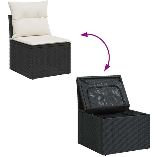 vidaXL Vrtni sofa set 5-dijelni Crna i krem Ratan, Poliester Cene