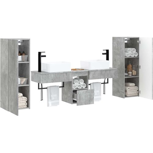  Set namje&amp;scaron;taja za kupaonicu 5 kom. Betonska siva 33 x 34,5 x 160 cm Slike