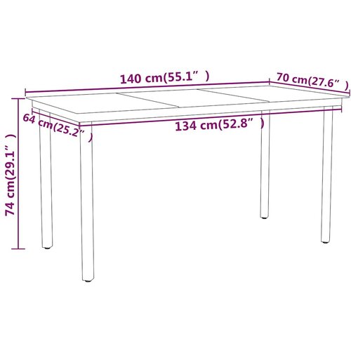  5-dijelni vrtni blagovaonski set crni Crna Dužina stola 140 cm Slike