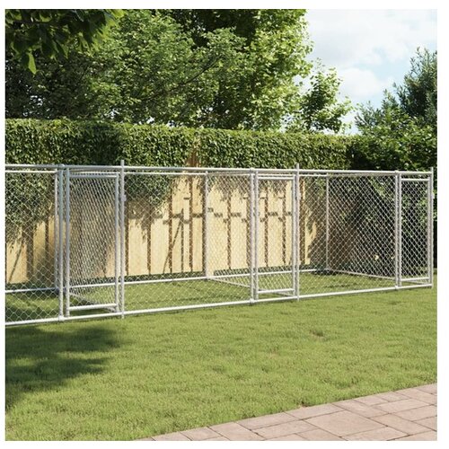 vidaXL Pasji boks z vrati siv 8x2x1,5 m pocinkano jeklo Cene