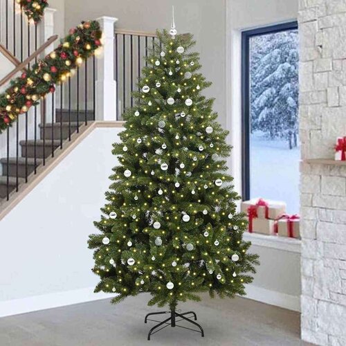 vidaXL Umjetno božićno drvce S LED lampica Zelena 270 cm PVC i metal Cijene