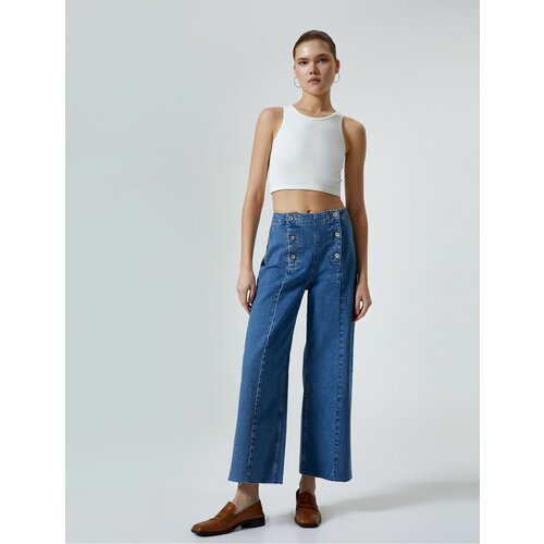 Koton Wide Leg Jeans High Waist Buttoned Jeans - Sandra Jeans Slike