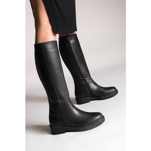 Marjin Women&amp;#039;s Daily Boots Knee-length Zippered Sweatshirt Black Slike