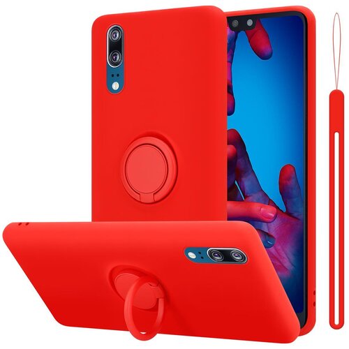  Ohišje, združljiv s Huawei v tekoči rdeči barvi - zaščitni pokrov iz fleksibilnega silikona TPU z obročem, (20588835) Cene