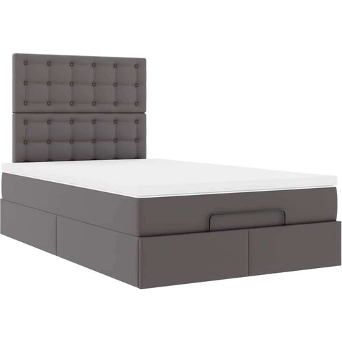 VidaXL otomanski okvir kreveta s madraca sivi 120x190cm umjetne kože Slike