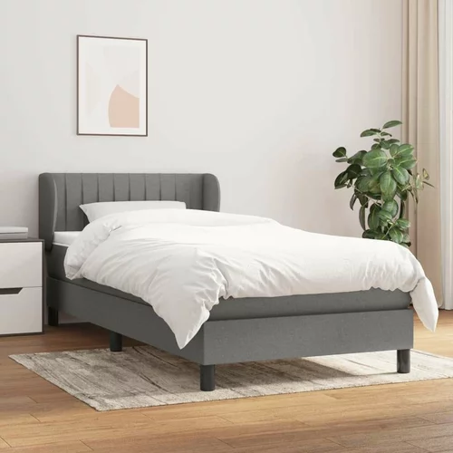  Box spring postelja z vzmetnico temno siva 90x200 cm blago, (20725890)
