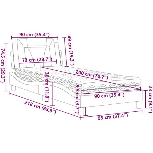  Krevet s madracem sivi 90 x 200 cm od umjetne kože Slike