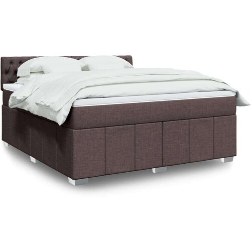  Boxspring - Krevet s oprugama i madracem tamnosmeđi 180x200 cm tkanina - Tamno smeđa 180 x 200 cm Dizajn s gumbima Cijene