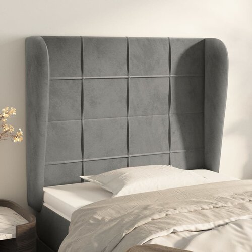 vidaXL Vzglavje z ušesi svetlo sivo 83x23x118/128 cm žamet Cene