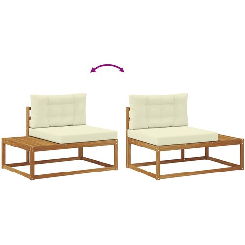  Set vanjskih sofa s jastukom Prirodna i krem Slike